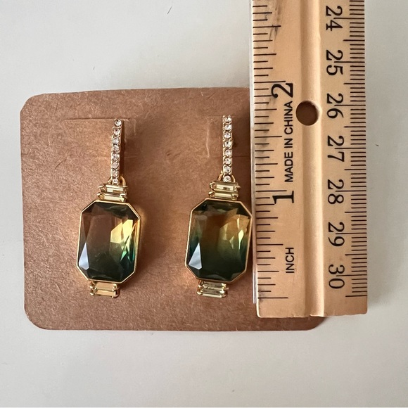 J. Crew Yellow and Green Gemstone Crystal Earrings - Picture 5 of 5